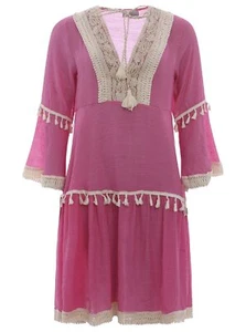 ZWILLINGSHERZ ♥♥ Tunika Sommer Kleid Pailletten & Spitze Gypsy Queen pink NEU - Bild 1 von 1