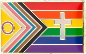 Intersex Inclusive Cross Christian LGBTQI Flag Metal Enamel Pin Badge Lapel - Picture 1 of 1