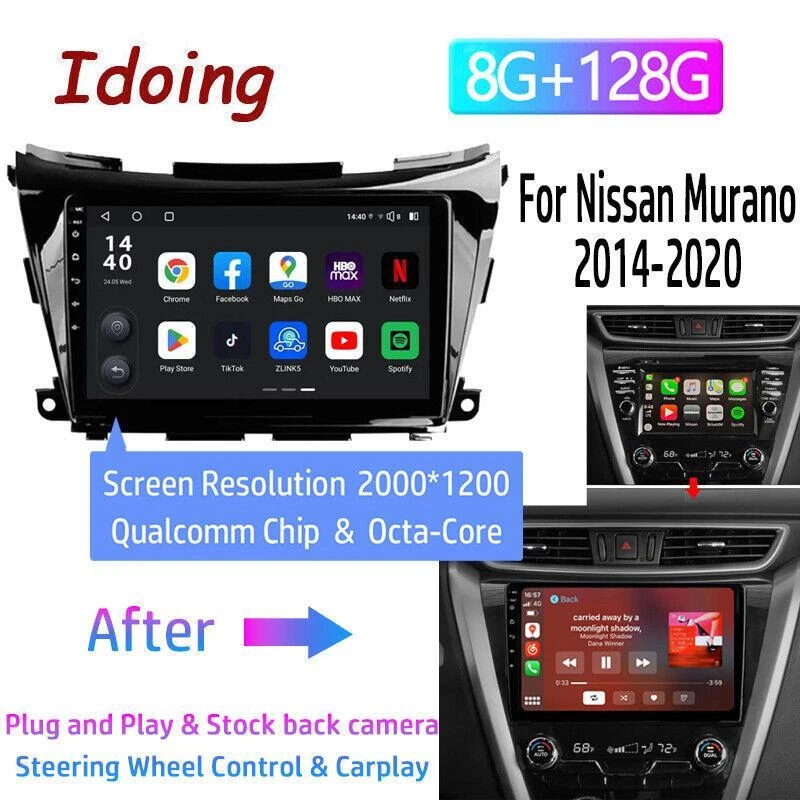 For Nissan Murano 2014-20 10.2" 8+128G Android Car Stereo Radio GPS Navi Carplay - Image 1 of 4