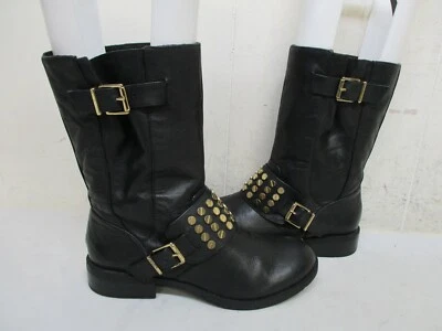 JESSICA SIMPSON Black Leather Studded Harness Biker Boots Womens Size 6 - Image 1 of 4