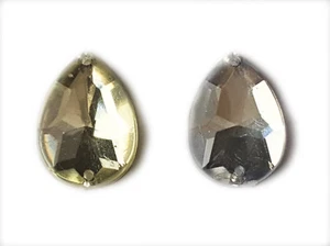2nds 18X12mm Lágrima Pera AMARILLO CLARO PÁLIDO Espalda Plana Coser En Gemas Acrílico Cuentas - Imagen 1 de 5
