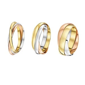Anillo de boda ruso de 9 quilates multitono 3 colores banda dorada tres colores 2 mm 3 mm 4 mm - Imagen 1 de 9