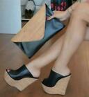 Women Us 4.5-12.5 High Wedge Platform Heels Pumps Slippers Open Toe Clog Sandals
