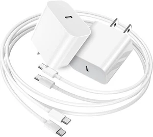 20W USB C Fast Charger,Type C Wall Charger Block with 6FT Long C to C (2Pack) - Picture 1 of 7