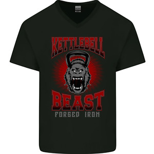 Kettlebell Beast Gym Training Top MMA Mens V-Neck Cotton T-Shirt
