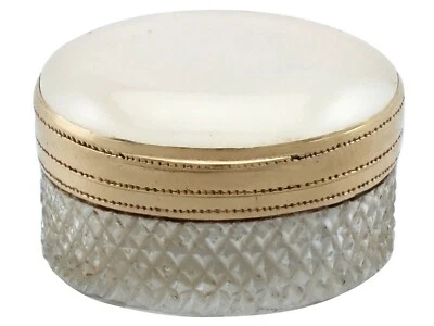 Antigua vinagreta de cuarzo de 27,34 quilates de oro amarillo y vidrio de 15 quilates Foto 1 de 4