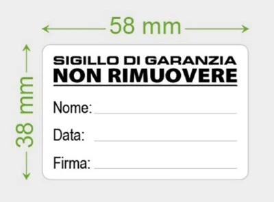 MONDO ETICHETTE 20 SIGILLI DI GARANZIA ETICHETTE ADESIVE DI SICUREZZA BOLLINI ANTIMANOMISSIONE