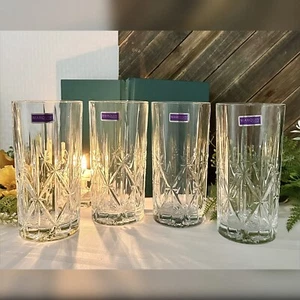Waterford Marquis Sparkle Highball Glasses Vintage Waterford Blown Glass Italy 4 - Picture 1 of 11