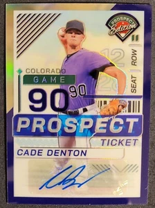 107/125! 2024 Panini Prospects CADE DENTON Autographed PURPLE PRIZM Rookie #142 - Bild 1 von 2