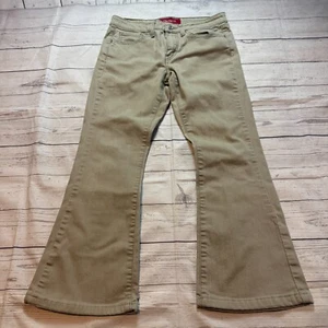 Levis 519 Low Stretch Mid Rise Flare Bottoms Khaki Pants Juniors Size 7 JR S - Picture 1 of 17