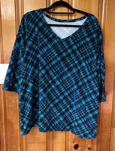Top donna Catherine’s collo elasticizzato 2X verde nero manica 3/4 - Foto 1 di 2