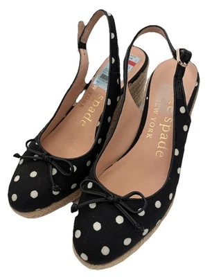 Kate Spade Wedge Heel Slingback Espadrilles Panama Nights polka dot Size 6.5 - Image 1 of 4