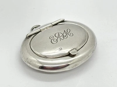 Antigo 1919 miniatura de prata esterlina maciça/pó Chatelaine compacto fob - Imagem 1 de 4