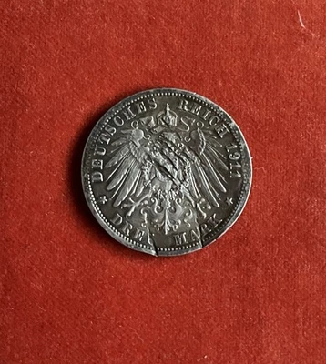 3 Mark Württemberg Wilhelm II•und•Charlotte 1911 Kaiserreich Silber - Bild 1 von 3