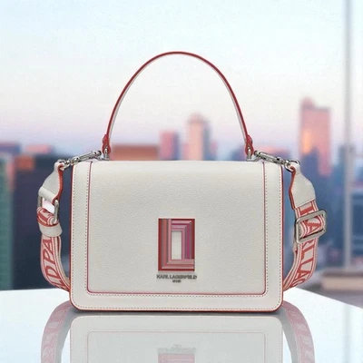 Bolso Bandolera KARL LAGERFELD Paris Simone Pequeño Cuero Blanco Nuevo Con Etiquetas Foto 1 de 4