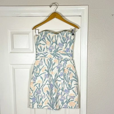 Y2K платье без бретелек бюстье джинсовой ткани фея пастель цветочный - Изображение 1 из 4