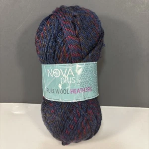 NEW Nova Plus Pure Wool Heathers DARK BLUE Yarn 3 oz Partial Skein Discontinued - Picture 1 of 6