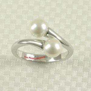Solid Sterling Silver .925 Twin White Freshwater Cultured Pearl Cocktail Ring - Picture 1 of 10