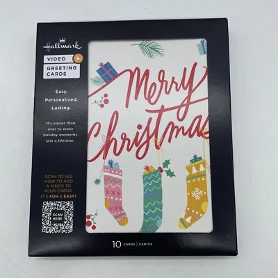 New Hallmark Pack of 10 Personalized Video Cards Stockings Gifts Merry Christmas - Image 1 of 4