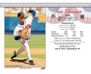 TOM GLAVINE ATLANTA BRAVES 8X10 2014 HALL OF FAME INDUCTION DAY CARD - Picture 1 of 1