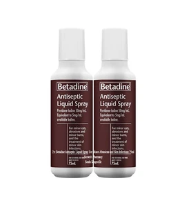 2 x Betadine Antiseptic Liquid Spray For Minor Abrasions & Skin Infections 75ml - Picture 1 of 7