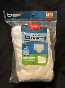 Hanes Boys White Cotton Briefs - 6 pair - Size M (10-12) - Picture 1 of 1