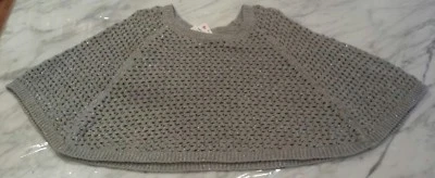 NWT, JUSTICE Youth Girls Gray Sparkle Bolero Shrug Sweater Cape Cardigan Sz 6/7 - Image 1 of 2