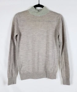 Muji Damen 100% Wolle Pullover Medium Stehkragen taupe minimalistisch Lagenlook - Bild 1 von 11