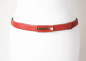 1980s Vintage  Leather  Unisex Belt -  Orange Brown - Womens S / M - Picture 1 of 9