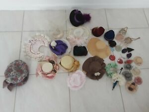 Lot of  Doll Hats,  Various Sizes Small to Large and Some Accessories