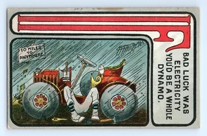 c.1910 Postcard Car Repair Bad Luck Was Electricity Whole Dynamo a/s Carmichael - Picture 1 of 3