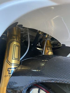 Ohlins SUPER BIKE FORK GRAPHICS - CLEAR DECALS - UPPER SUSPENSION STICKERS - Picture 1 of 3