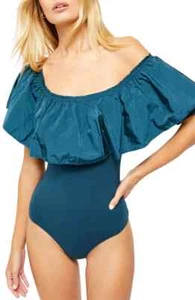 Free People Top Bodysuit Poof Goes My Heart Off-The-Shoul Size US XS UK 8/10 - Picture 1 of 8