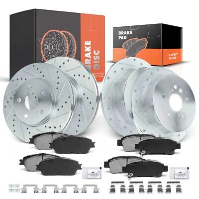 Rotor de freno perforado y pastilla de freno de cerámica para Toyota Sienna 2004-2010 delantero y trasero Foto 1 de 4
