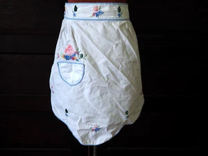 VTG Handmade White Floral Applique Embroider Hostess Kitchen Garden Half Apron - Picture 1 of 6