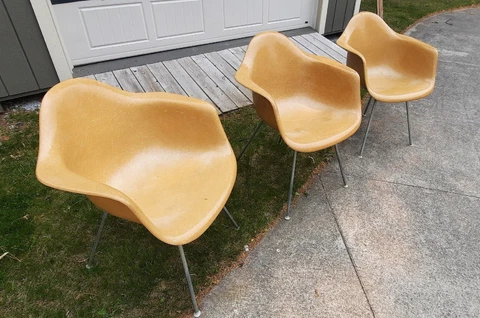 3 Herman Miller Charles Eames Fiberglass Shell Armshell Chairs Cover