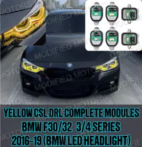 YELLOW CSL DRL MODULES FOR BMW F30 F31 F32 3 4 Series LCI 2016-19 (BMW LED) - Picture 1 of 7