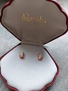 9ct solid gold earrings, CAMEO. L&W full hallmark. Ex cond.