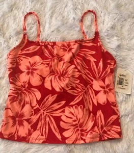 Leilani Sz. 10 Coral & Red Tropical Print Cami Tankini NWT MSRP $44 - Picture 1 of 9