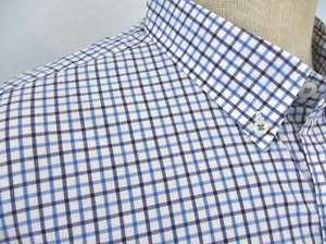 Brooks Brothers Navy Royal Blue Check All Cotton BD Office Shirt X-Slim XL - Picture 1 of 7