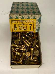 Box Brass Countersunk Screws 5/8" x 7 Nettlefolds GKN Slotted Head Box of 144 - Picture 1 of 24