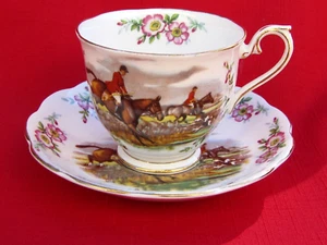ROYAL ALBERT JOHN PEEL PATTERN TRADITIONAL BRITISH SONGS TEA CUP AND SAUCER SET - Picture 1 of 5