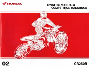 New Genuine Honda Owner's Manual & Competition Handbook 2002 CR250/CR250R - Bild 1 von 2