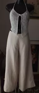 Women wear Sarah Pacini Linen Desert color trousers size 1 SP7184 BNWT - Bild 1 von 5