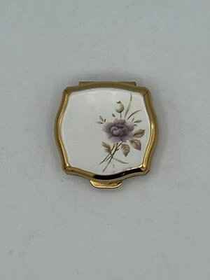 Pastillero Stratton vintage - tono dorado con flor esmaltada en tapa 1-1/2" Foto 1 de 3