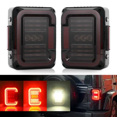 2x Luces traseras LED de humo para Jeep Wrangler JK JKU 07-18 luces traseras de freno trasero Foto 1 de 4