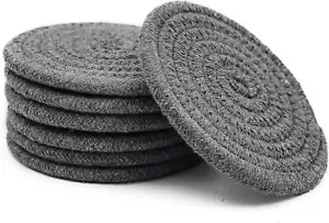 6 Pack Dark Gray Drink Coasters Thicker Absorbent Eco Friendly Cotton Yarn - Picture 1 of 7