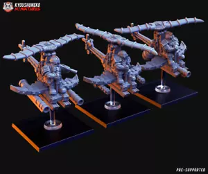 Dwarf Gyrocopter with Pilot, DnD Fantasy Dwarf Flying War Vehicle Miniature - Picture 1 of 4