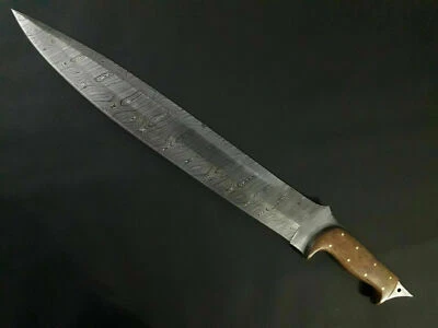 Custom Handmade Hand Forged Damascus Steel Camping Machete Knife Survival Sword - Image 1 of 4