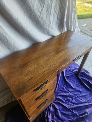 Vintage 1950s Ranch Oak Brandt Cowboy Monterey Furniture Style desk Chiseled Cover